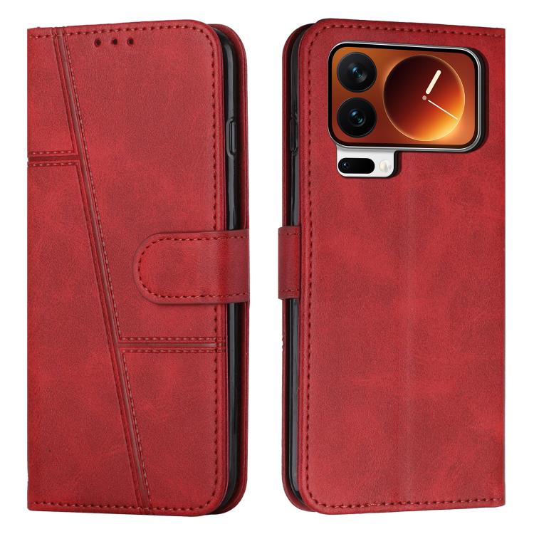 Stitching Calf Texture Buckle Leather Phone Case