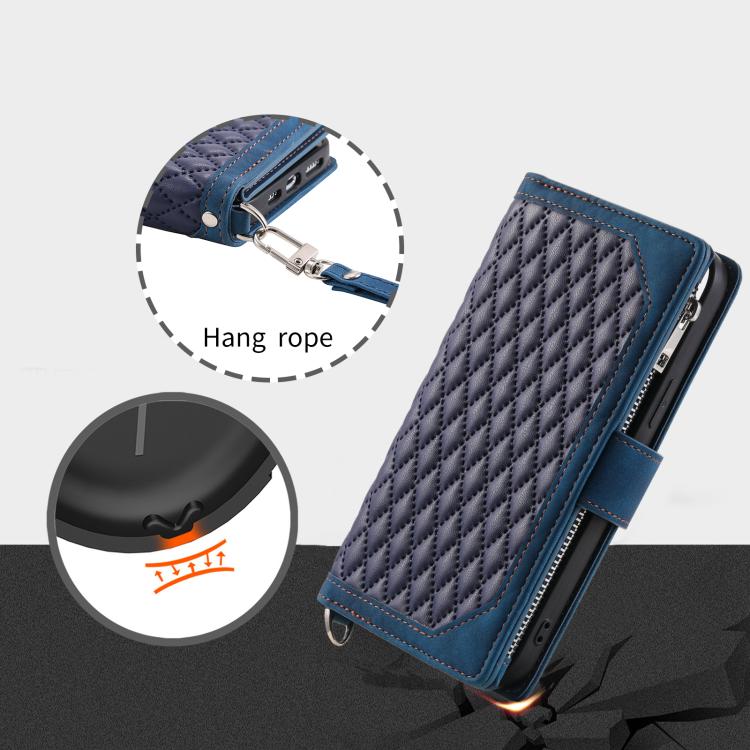 Grid Texture Zipper Leather Phone Case with Lanyard, For Xiaomi 15T Pro, For Xiaomi 15T, For Xiaomi 15 Pro, For Xiaomi 15