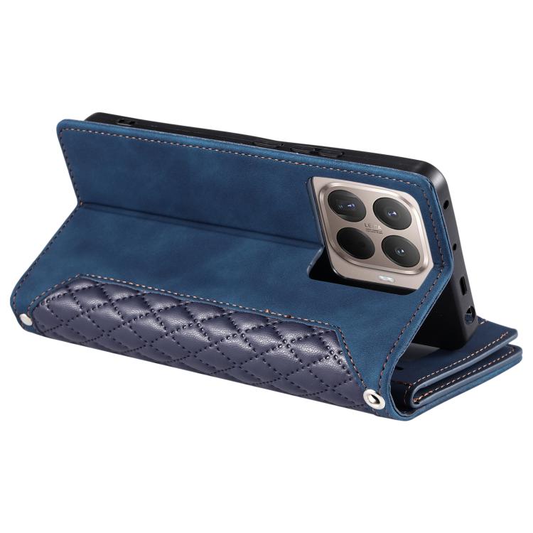 Grid Texture Zipper Leather Phone Case with Lanyard, For Xiaomi 15T Pro, For Xiaomi 15T, For Xiaomi 15 Pro, For Xiaomi 15