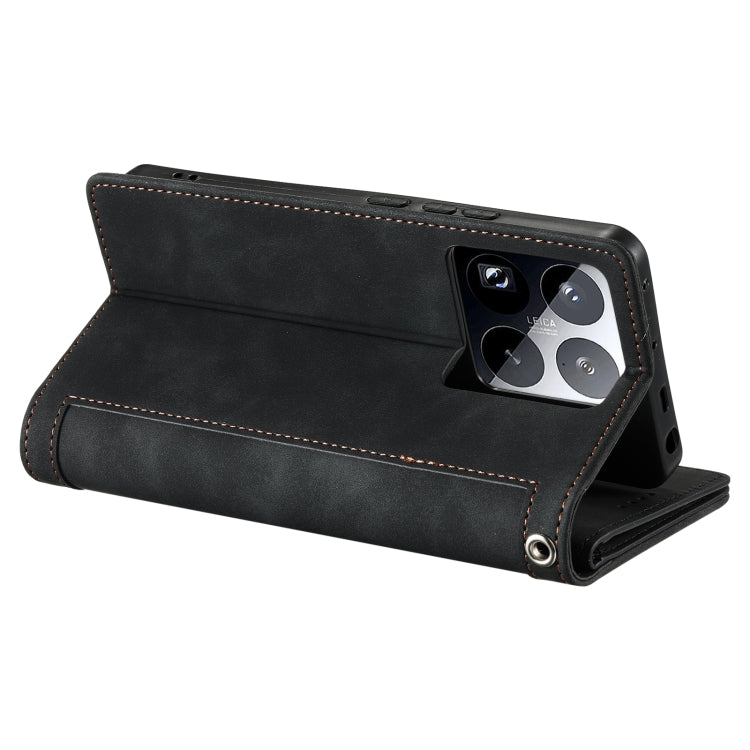 Nine Card Zipper Bag Leather Phone Case with Lanyard