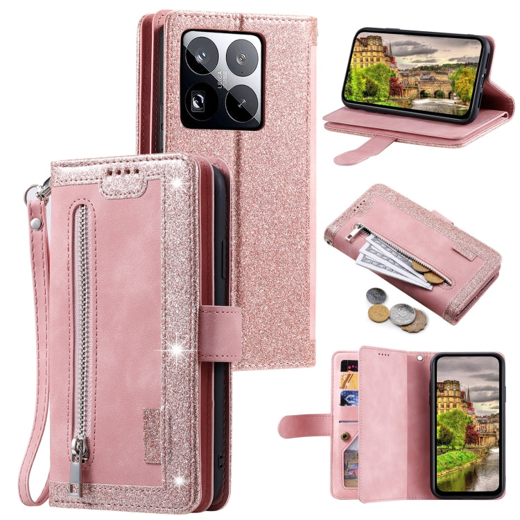 Nine Card Zipper Bag Leather Phone Case with Lanyard