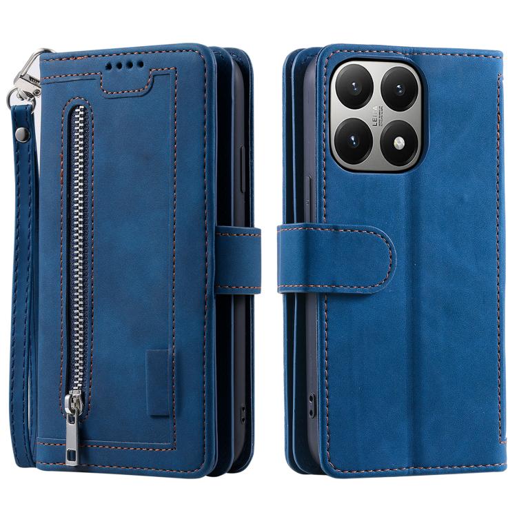 Nine Card Zipper Bag Leather Phone Case with Lanyard, For Xiaomi 15T Pro, For Xiaomi 15T, For Xiaomi 15 Pro, For Xiaomi 15, For Xiaomi 14T Pro, For Xiaomi 14T