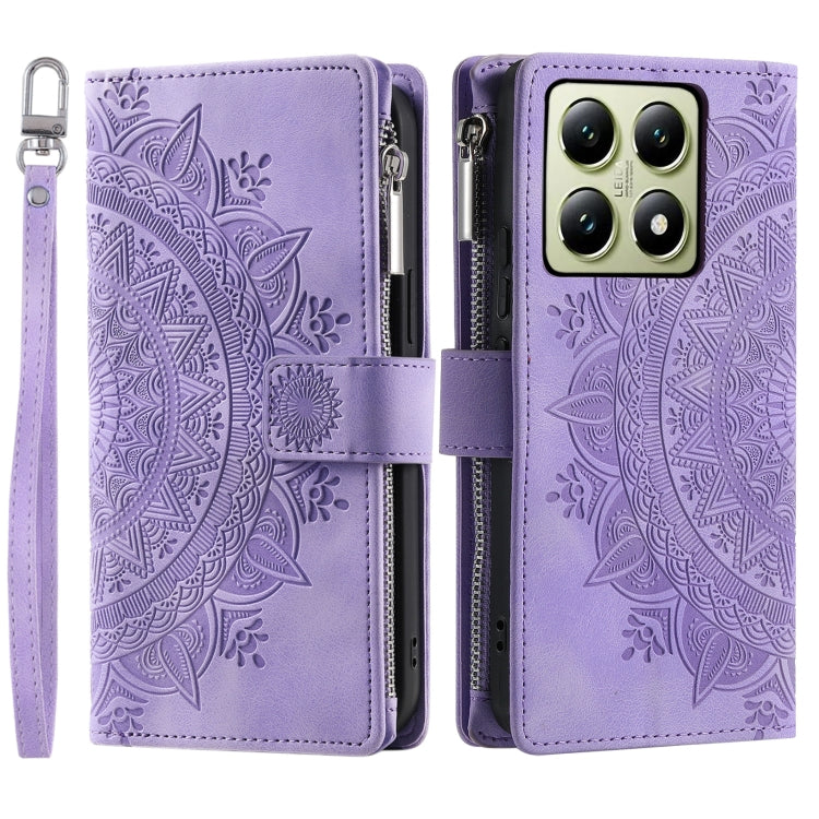 Multi-Card Totem Zipper Leather Phone Case, For Xiaomi 15 Pro, For Xiaomi 15, For Xiaomi 14T Pro, For Xiaomi 14T