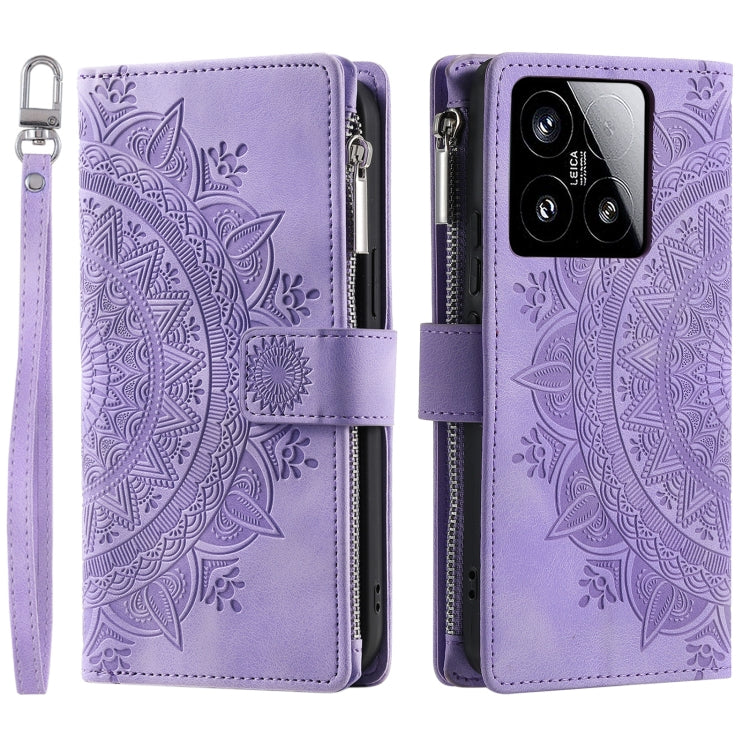 Multi-Card Totem Zipper Leather Phone Case, For Xiaomi 15 Pro, For Xiaomi 15, For Xiaomi 14T Pro, For Xiaomi 14T