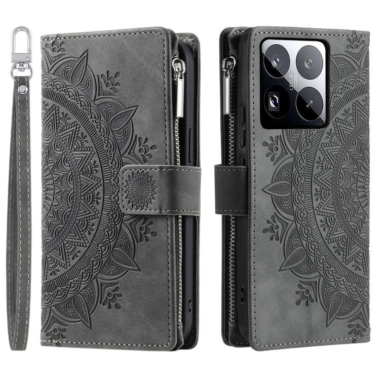 Multi-Card Totem Zipper Leather Phone Case, For Xiaomi 15 Pro, For Xiaomi 15, For Xiaomi 14T Pro, For Xiaomi 14T