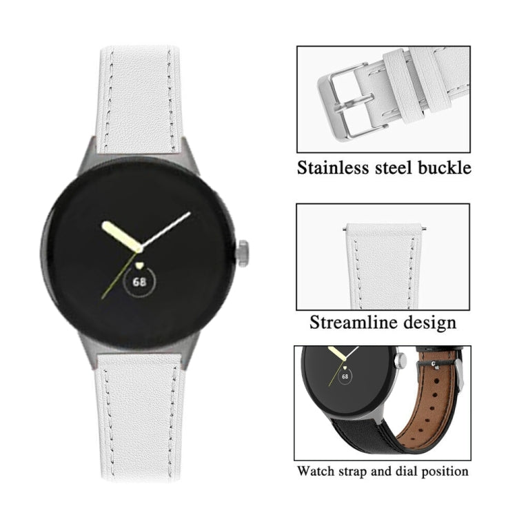 Round Tail Genuine Leather Watch Band, For Google Pixel Watch 3 45mm