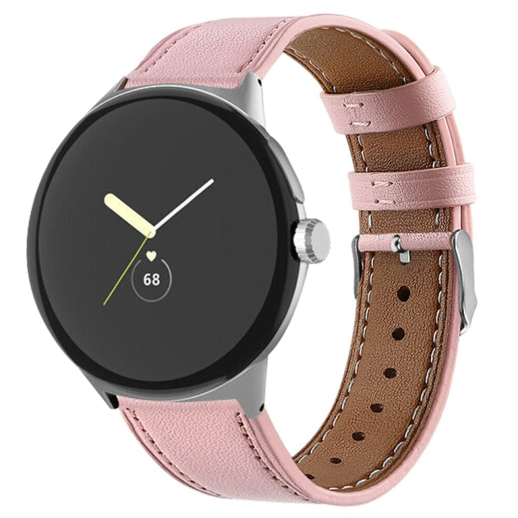 Round Tail Genuine Leather Watch Band, For Google Pixel Watch 3 45mm