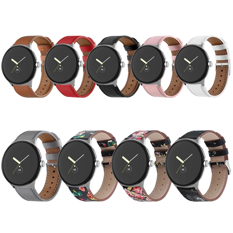 Round Tail Genuine Leather Watch Band, For Google Pixel Watch 3 45mm