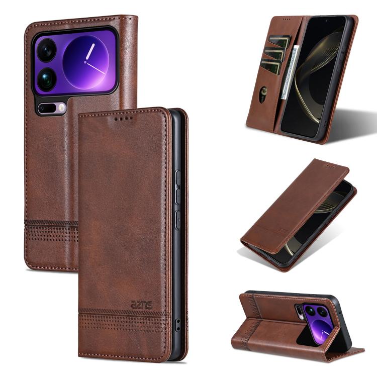 AZNS Magnetic Calf Texture Flip Leather Phone Case, For Xiaomi 17 Pro Max, For Xiaomi 17 Pro, For Xiaomi 17, For Xiaomi 15T Pro 5G