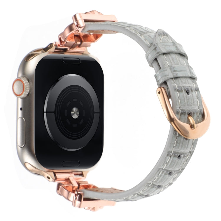 Leopard Head Bamboo Texture Leather Watch Band