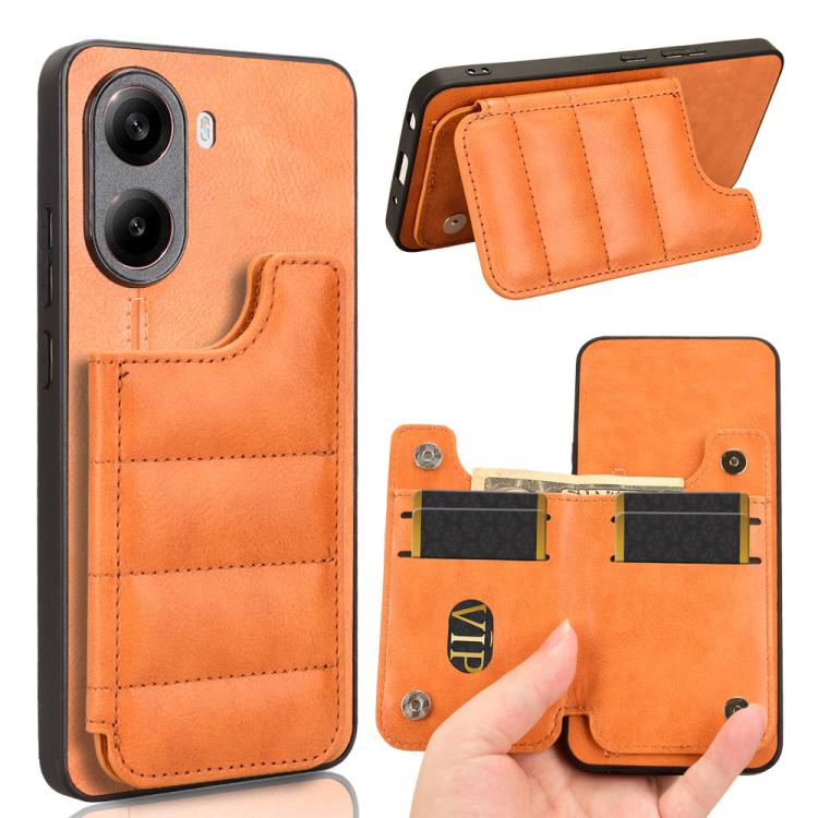 Cow Pattern Sewing Card Bag Phone Case, For Xiaomi Poco X7 Pro, For Xiaomi 15 Pro, For Xiaomi 15, For Xiaomi 14T Pro, For Xiaomi 14T