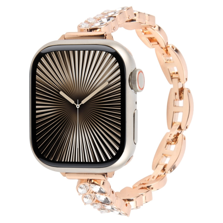 Quick Release Leaf Diamond Alloy Slim Watch Band, For Apple Watch 46mm / 49mm / 45mm / 44mm, For Apple Watch 42mm / 41mm / 40mm / 38mm