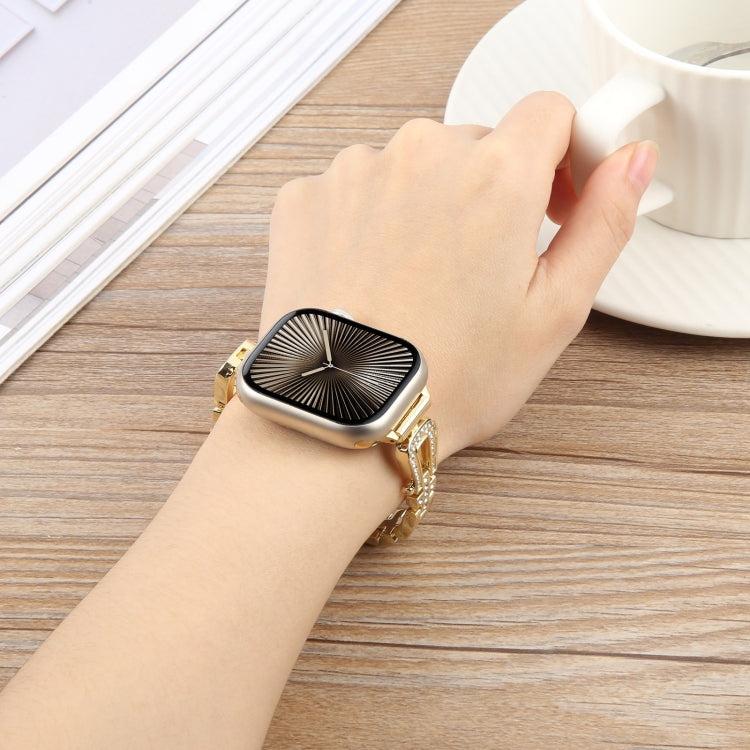 Quick Release U-Shaped Diamond Alloy Slim Watch Band