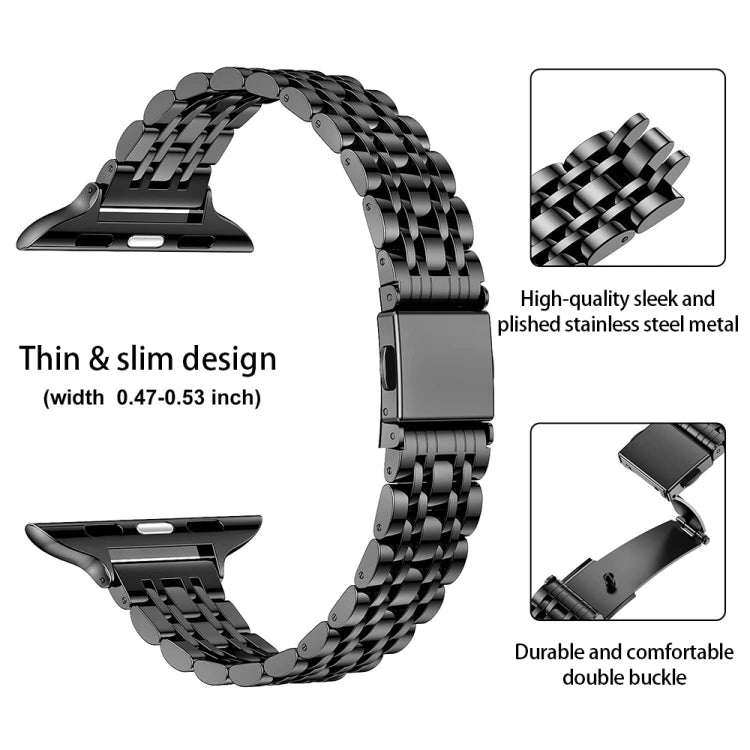 Slim Seven Bead Slingshot Buckle Metal Watch Band, For Apple Watch 46mm / 49mm / 45mm / 44mm, For Apple Watch 42mm / 41mm / 40mm / 38mm