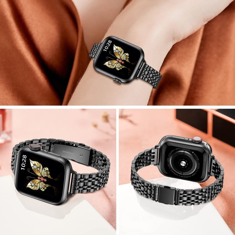 Slim Seven Bead Slingshot Buckle Metal Watch Band, For Apple Watch 46mm / 49mm / 45mm / 44mm, For Apple Watch 42mm / 41mm / 40mm / 38mm