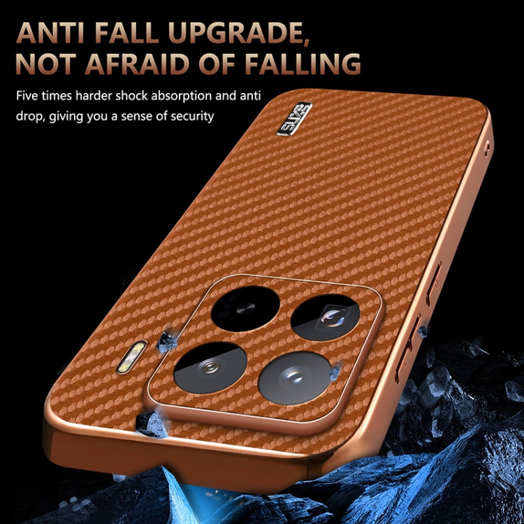 AZNS Electroplated Edge Carbon Fiber Texture Phone Case, For Xiaomi 15 Pro, For Xiaomi 15, For Xiaomi 14T Pro, For Xiaomi 14T