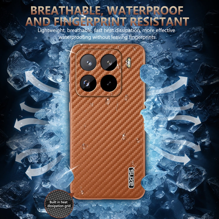 AZNS Electroplated Edge Carbon Fiber Texture Phone Case, For Xiaomi 15 Pro, For Xiaomi 15, For Xiaomi 14T Pro, For Xiaomi 14T