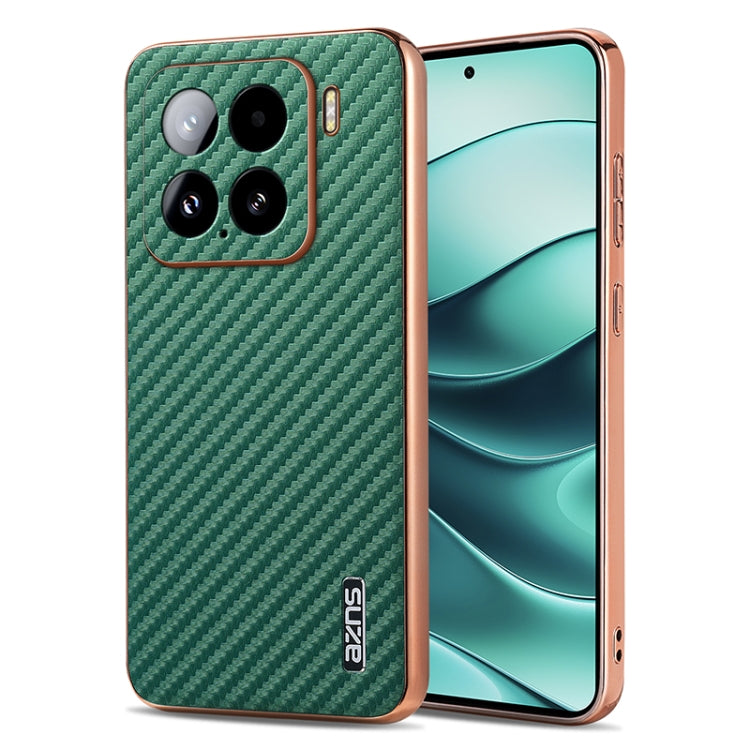 AZNS Electroplated Edge Carbon Fiber Texture Phone Case, For Xiaomi 15 Pro, For Xiaomi 15, For Xiaomi 14T Pro, For Xiaomi 14T