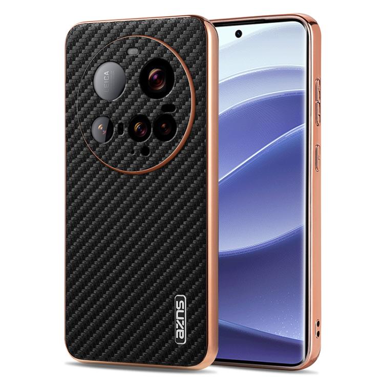 AZNS Electroplated Edge Carbon Fiber Texture Phone Case, For Xiaomi 17 Pro Max, For Xiaomi 17 Pro, For Xiaomi 17, For Xiaomi 15T Pro 5G, For Xiaomi 15T 5G, For Xiaomi 15 Ultra