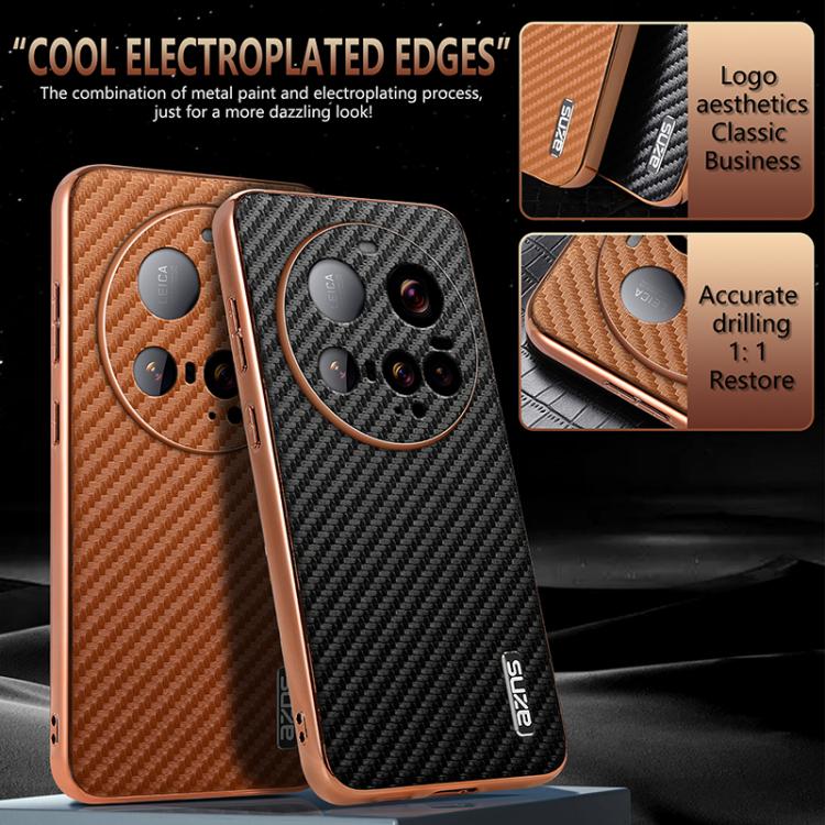 AZNS Electroplated Edge Carbon Fiber Texture Phone Case