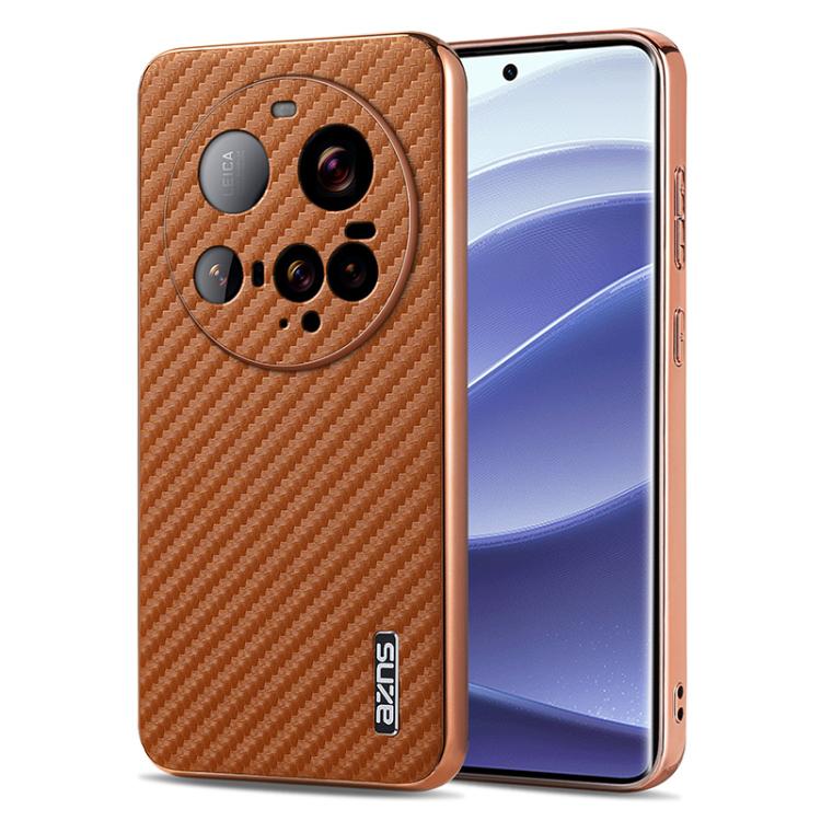 AZNS Electroplated Edge Carbon Fiber Texture Phone Case, For Xiaomi 17 Pro Max, For Xiaomi 17 Pro, For Xiaomi 17, For Xiaomi 15T Pro 5G, For Xiaomi 15T 5G, For Xiaomi 15 Ultra