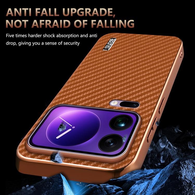 AZNS Electroplated Edge Carbon Fiber Texture Phone Case, For Xiaomi 17 Pro Max, For Xiaomi 17 Pro, For Xiaomi 17, For Xiaomi 15T Pro 5G, For Xiaomi 15T 5G, For Xiaomi 15 Ultra