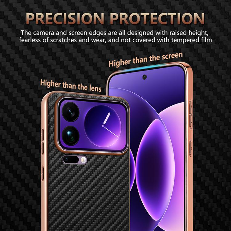 AZNS Electroplated Edge Carbon Fiber Texture Phone Case, For Xiaomi 17 Pro Max, For Xiaomi 17 Pro, For Xiaomi 17, For Xiaomi 15T Pro 5G, For Xiaomi 15T 5G, For Xiaomi 15 Ultra