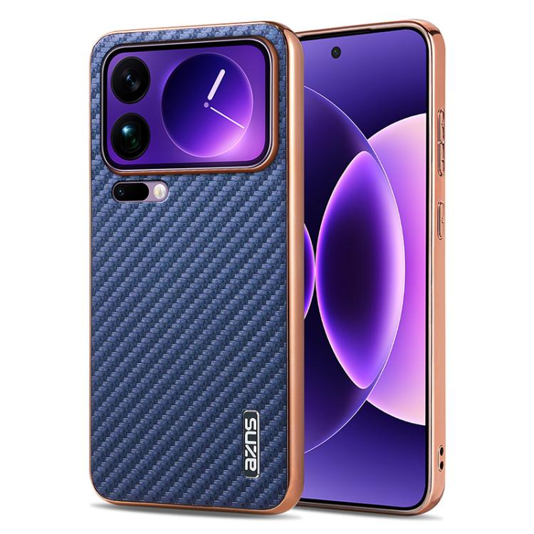 AZNS Electroplated Edge Carbon Fiber Texture Phone Case, For Xiaomi 17 Pro Max, For Xiaomi 17 Pro, For Xiaomi 17, For Xiaomi 15T Pro 5G, For Xiaomi 15T 5G, For Xiaomi 15 Ultra