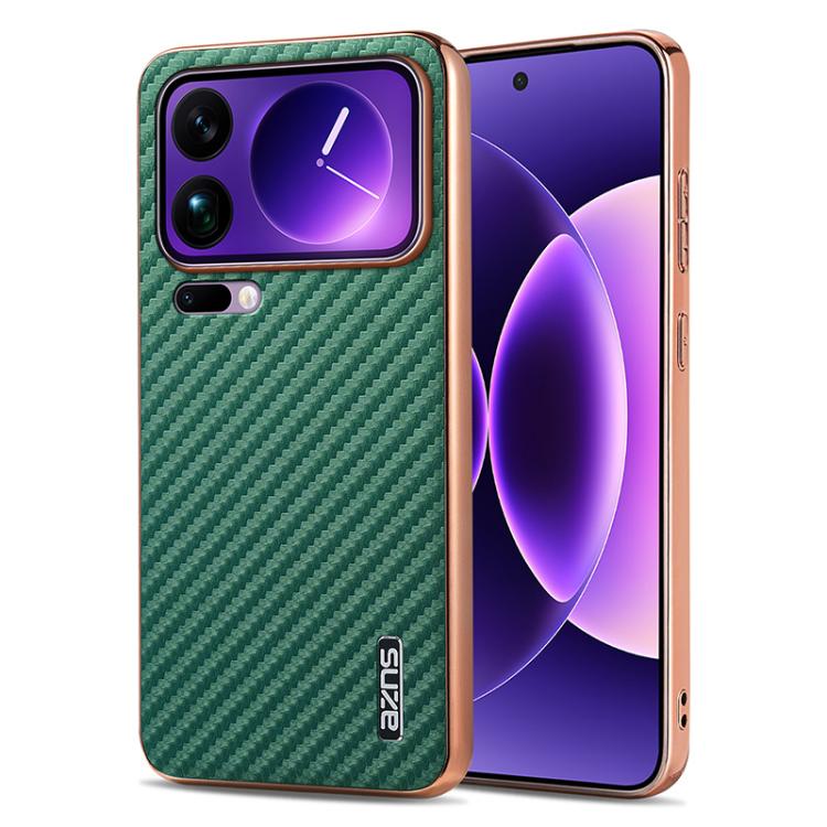 AZNS Electroplated Edge Carbon Fiber Texture Phone Case, For Xiaomi 17 Pro Max, For Xiaomi 17 Pro, For Xiaomi 17, For Xiaomi 15T Pro 5G, For Xiaomi 15T 5G, For Xiaomi 15 Ultra