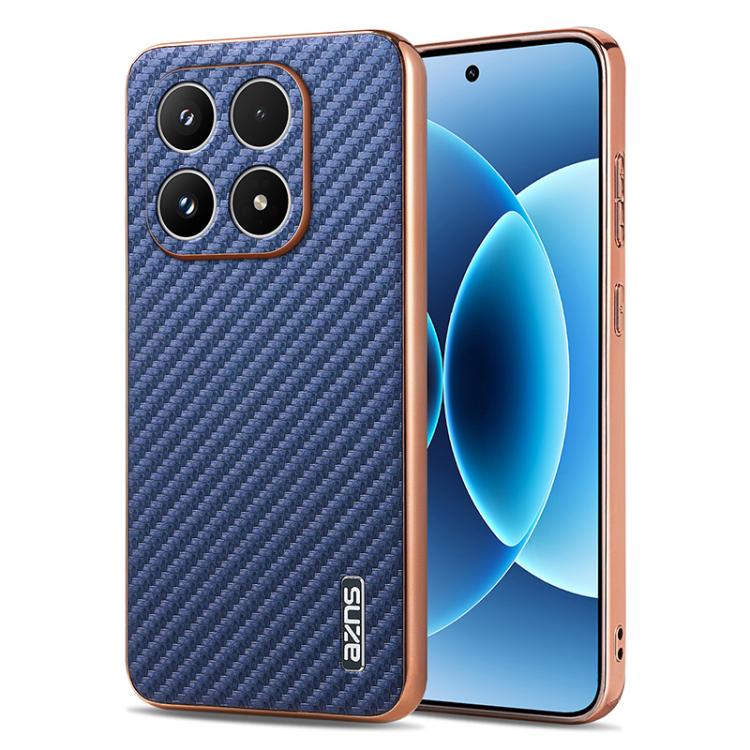 AZNS Electroplated Edge Carbon Fiber Texture Phone Case, For Xiaomi 17 Pro Max, For Xiaomi 17 Pro, For Xiaomi 17, For Xiaomi 15T Pro 5G, For Xiaomi 15T 5G, For Xiaomi 15 Ultra