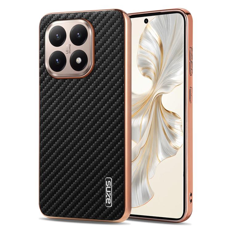 AZNS Electroplated Edge Carbon Fiber Texture Phone Case, For Xiaomi 17 Pro Max, For Xiaomi 17 Pro, For Xiaomi 17, For Xiaomi 15T Pro 5G, For Xiaomi 15T 5G, For Xiaomi 15 Ultra