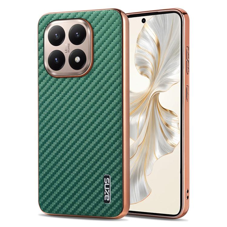 AZNS Electroplated Edge Carbon Fiber Texture Phone Case, For Xiaomi 17 Pro Max, For Xiaomi 17 Pro, For Xiaomi 17, For Xiaomi 15T Pro 5G, For Xiaomi 15T 5G, For Xiaomi 15 Ultra