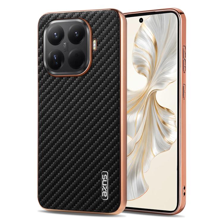 AZNS Electroplated Edge Carbon Fiber Texture Phone Case, For Xiaomi 17 Pro Max, For Xiaomi 17 Pro, For Xiaomi 17, For Xiaomi 15T Pro 5G, For Xiaomi 15T 5G, For Xiaomi 15 Ultra