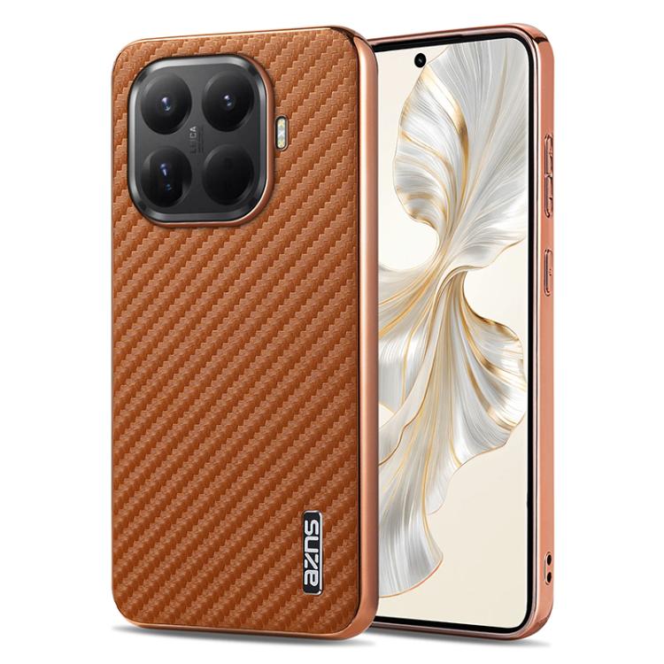 AZNS Electroplated Edge Carbon Fiber Texture Phone Case, For Xiaomi 17 Pro Max, For Xiaomi 17 Pro, For Xiaomi 17, For Xiaomi 15T Pro 5G, For Xiaomi 15T 5G, For Xiaomi 15 Ultra