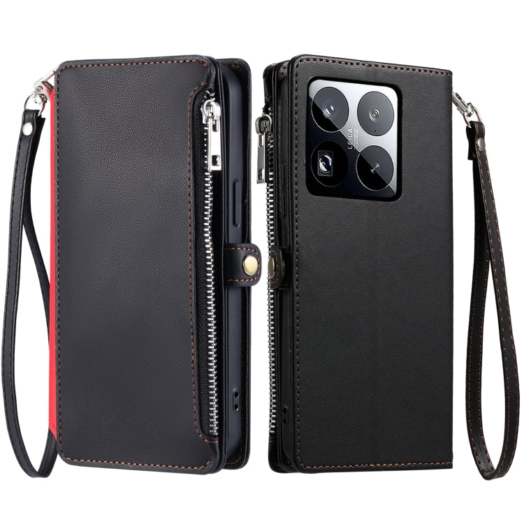 Leather Stitching Multi-card Slot Zipper Phone Case, For Xiaomi 15 Pro, For Xiaomi 15