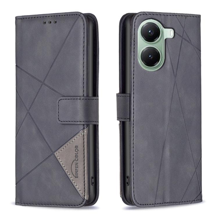 Magnetic Buckle Rhombus Texture Leather Phone Case