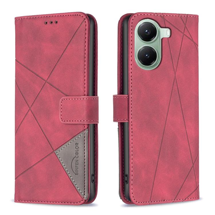 Magnetic Buckle Rhombus Texture Leather Phone Case