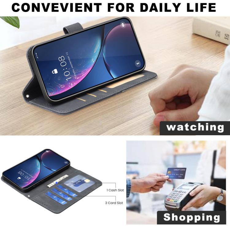 Magnetic Buckle Rhombus Texture Leather Phone Case