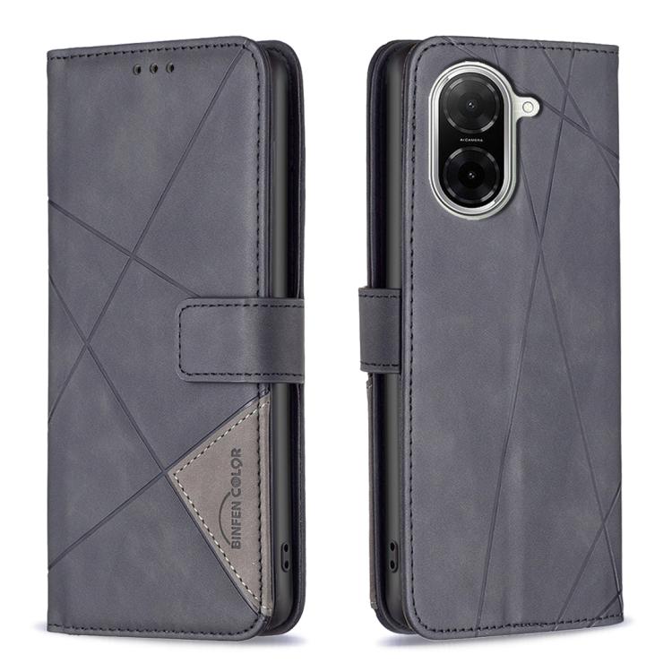 Magnetic Buckle Rhombus Texture Leather Phone Case