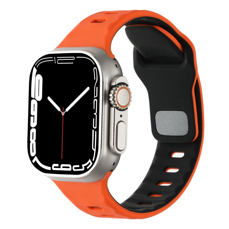 Horizontal Stripes Two-Color Silicone Watch Band, For Apple Watch 46mm / 49mm / 45mm / 44mm, For Apple Watch 42mm / 41mm / 40mm / 38mm