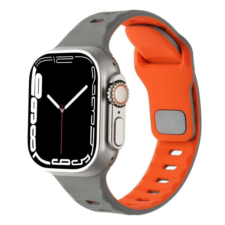 Horizontal Stripes Two-Color Silicone Watch Band, For Apple Watch 46mm / 49mm / 45mm / 44mm, For Apple Watch 42mm / 41mm / 40mm / 38mm