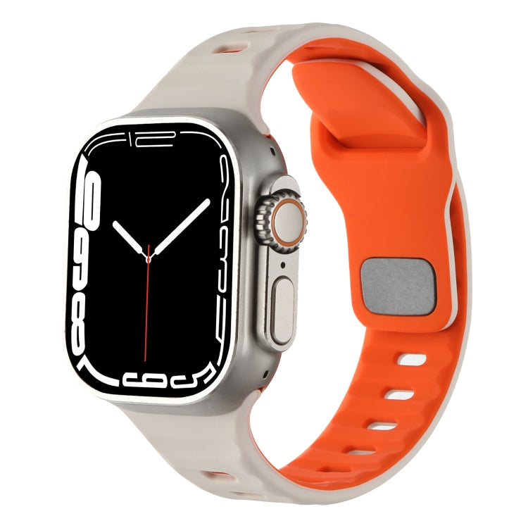 Horizontal Stripes Two-Color Silicone Watch Band, For Apple Watch 46mm / 49mm / 45mm / 44mm, For Apple Watch 42mm / 41mm / 40mm / 38mm