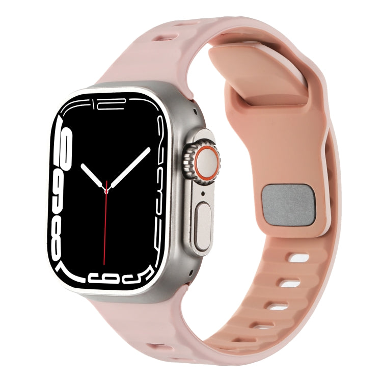 Horizontal Stripes Two-Color Silicone Watch Band, For Apple Watch 46mm / 49mm / 45mm / 44mm, For Apple Watch 42mm / 41mm / 40mm / 38mm