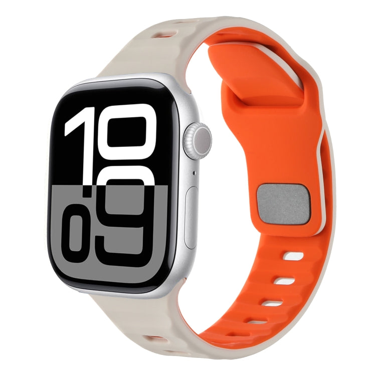 Horizontal Stripes Two-Color Silicone Watch Band, For Apple Watch 46mm / 49mm / 45mm / 44mm, For Apple Watch 42mm / 41mm / 40mm / 38mm