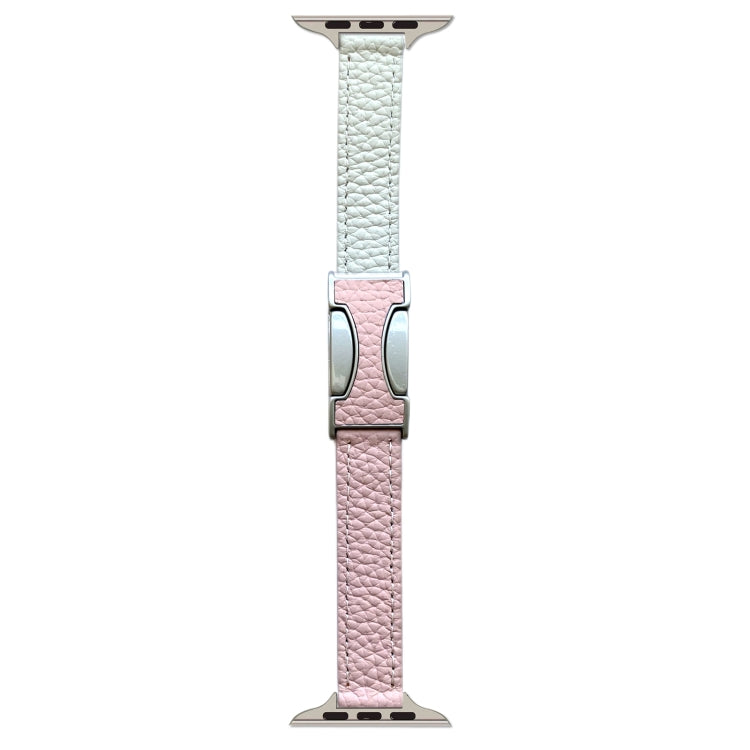 14mm Magnetic Buckle Litchi Leather Watch Band, For Apple Watch 46mm / 49mm / 45mm / 44mm, For Apple Watch 42mm / 41mm / 40mm / 38mm