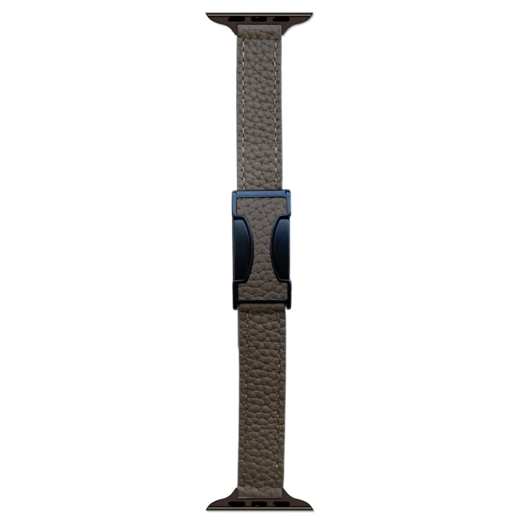 14mm Magnetic Buckle Litchi Leather Watch Band, For Apple Watch 46mm / 49mm / 45mm / 44mm, For Apple Watch 42mm / 41mm / 40mm / 38mm