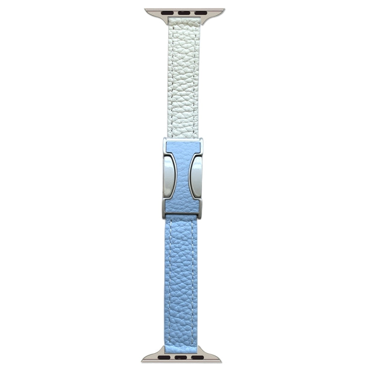 14mm Magnetic Buckle Litchi Leather Watch Band, For Apple Watch 46mm / 49mm / 45mm / 44mm, For Apple Watch 42mm / 41mm / 40mm / 38mm