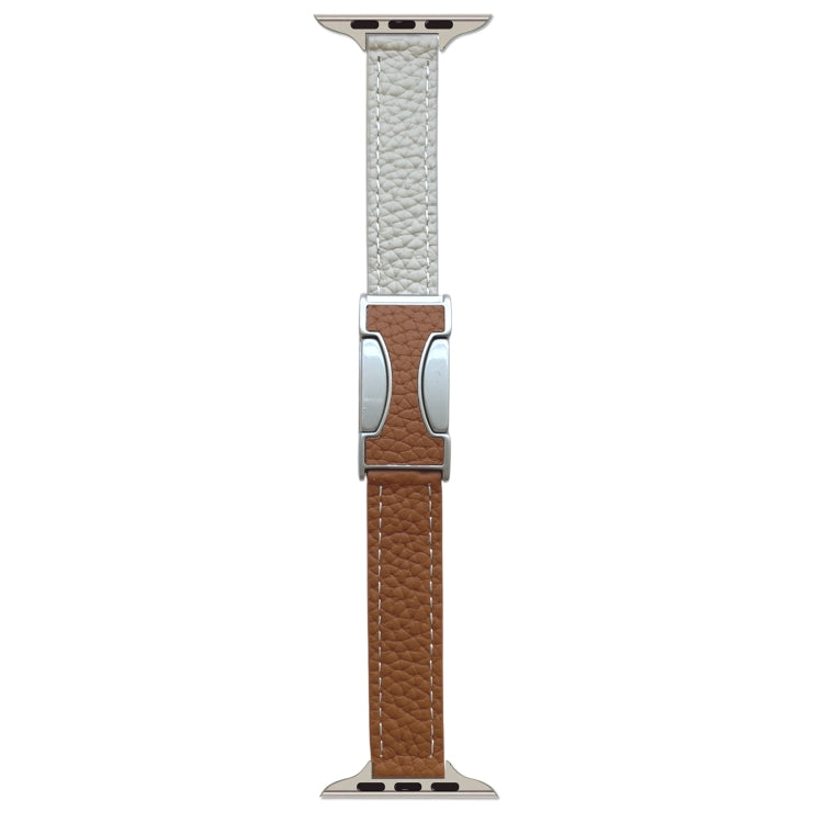 14mm Magnetic Buckle Litchi Leather Watch Band, For Apple Watch 46mm / 49mm / 45mm / 44mm, For Apple Watch 42mm / 41mm / 40mm / 38mm