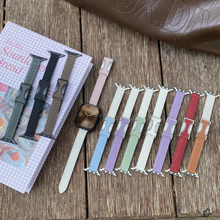 14mm Magnetic Buckle Litchi Leather Watch Band