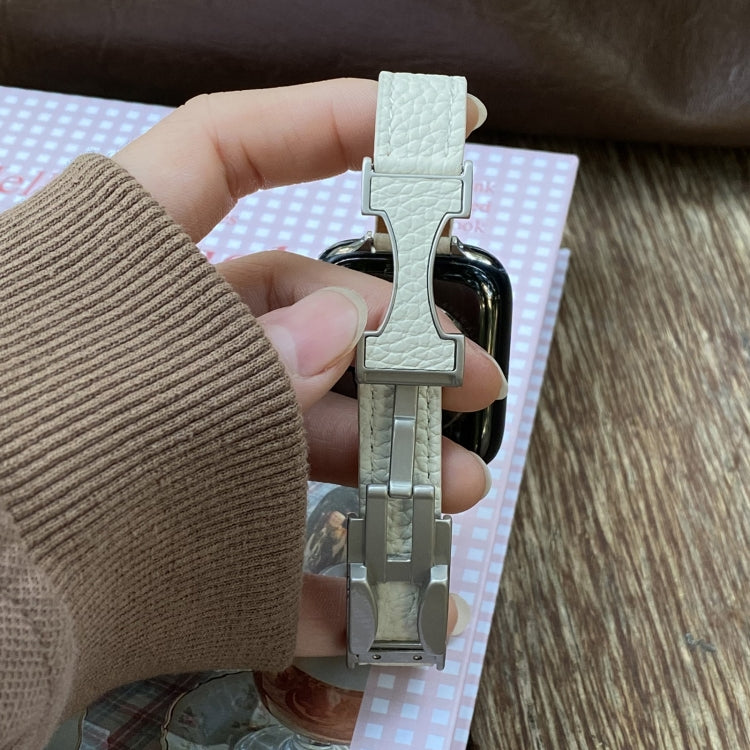 14mm Magnetic Buckle Litchi Leather Watch Band